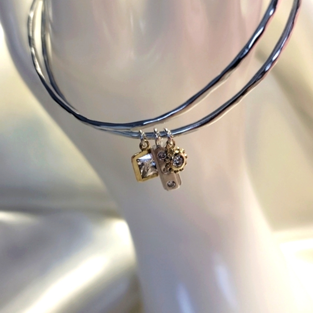 SILPADA  In The Mix Charm Bangle Bracelet  Sterling Silver & Brass B3079 - Picture 6 of 7